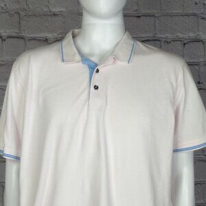Robert Graham White/Blue Trim Polo, Men's 2XL